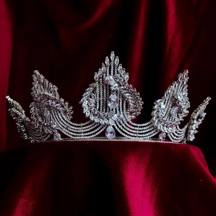 Bridal Crown - Tiara with Crystals Leaf Style