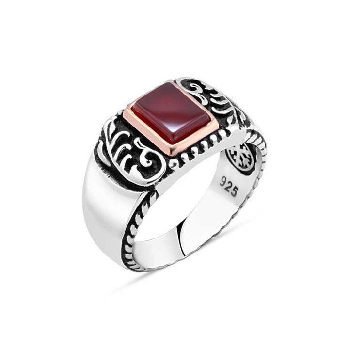 Plain Agate Stone Men's Ring