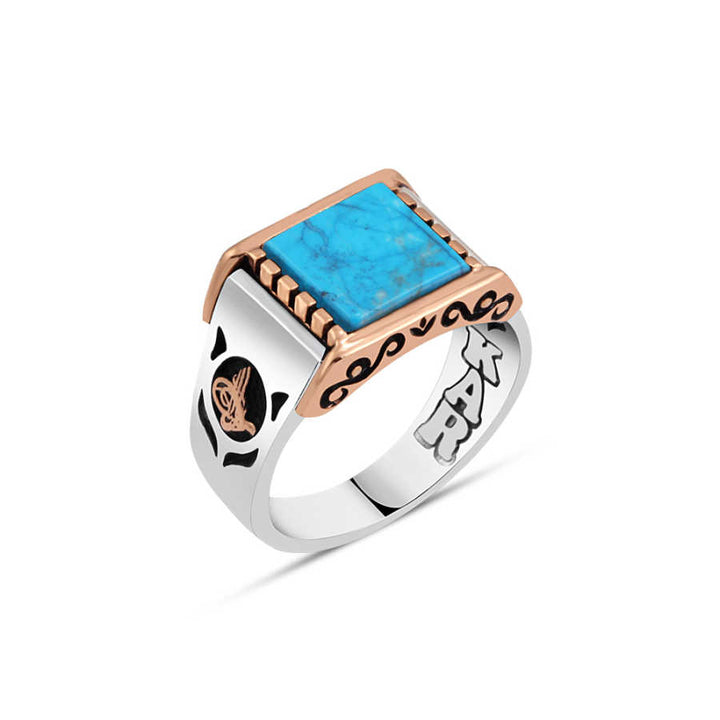 Straight Tightening Turquoise Stone Men's Ring