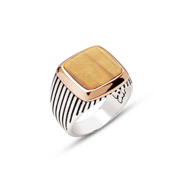 Sterling Silver 925K Ring with Tiger Eye Stone