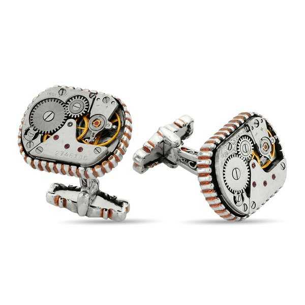 Silver Special Design Watch Mechanism Cufflink