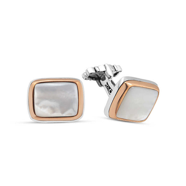 Silver Mother of Pearl Stone Cufflinks