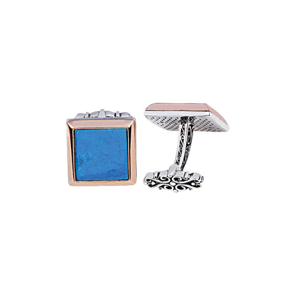 Silver Turquoise Stone Square Cufflinks