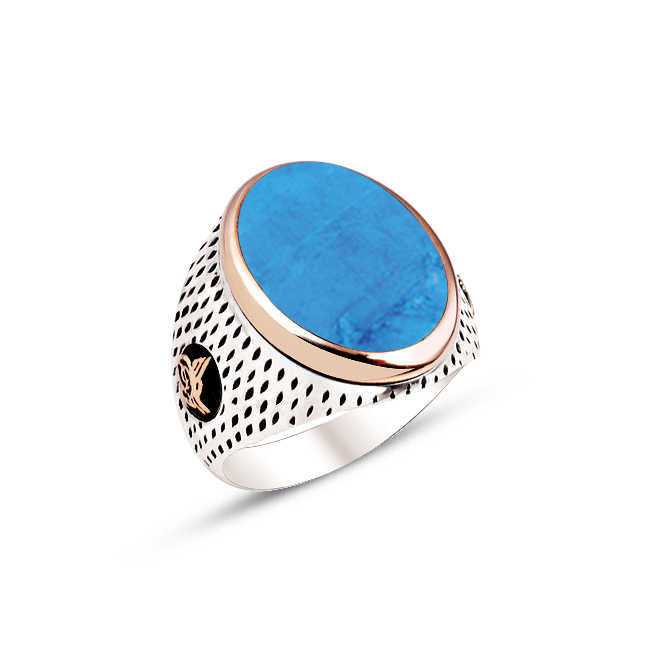 Silver Turquoise Stone Point Cased Ring