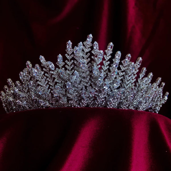 Bridal Crown and Tiara with Crystals Branch Style