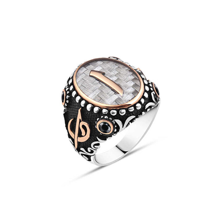 Men's Ring with Elif Written on Carbon
