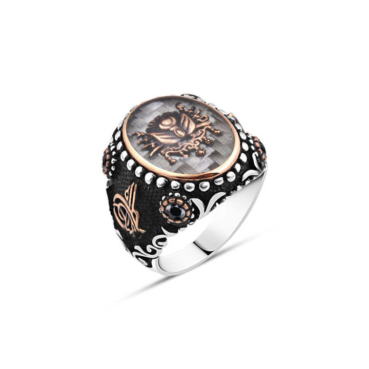 Ottoman Coat of Arms on carbon Men's Ring