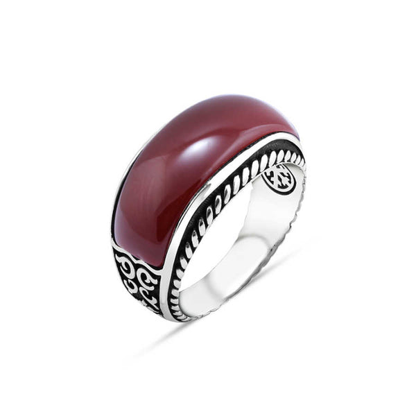 Red Agate Stone Men's Ring