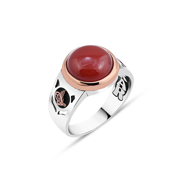 Red Agate Stone Men's Ring