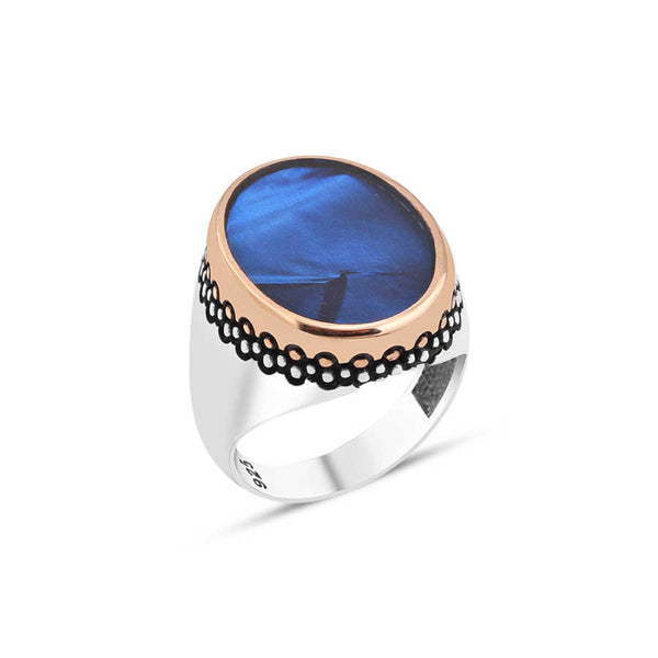 Blue Enamel Men's Ring