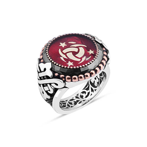 Enameled the Special Cooperation Side Circle Stone Men's Ring