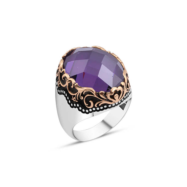 Purple Zircon Stone Men's Ring