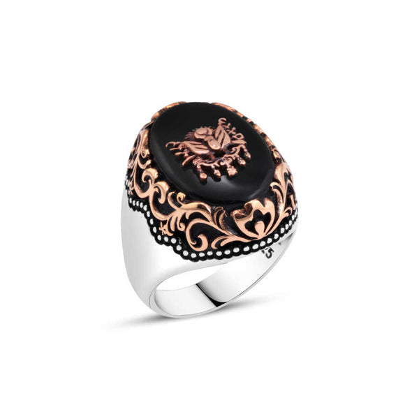 Onyx Ottoman Empire Coat of Arms Men's Ring