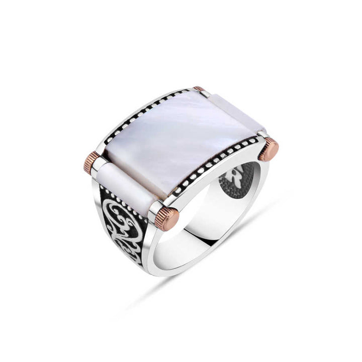Mother of Pearl Stone Men's Ring