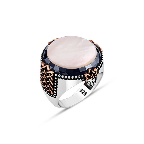 Mother of Pearl Stone Men's Ring