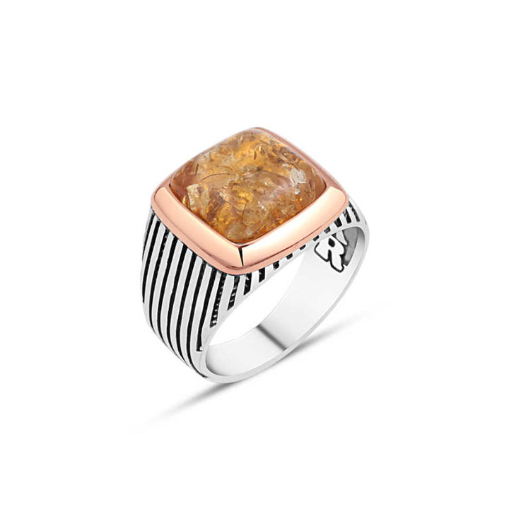Synthetic Amber Men's Ring