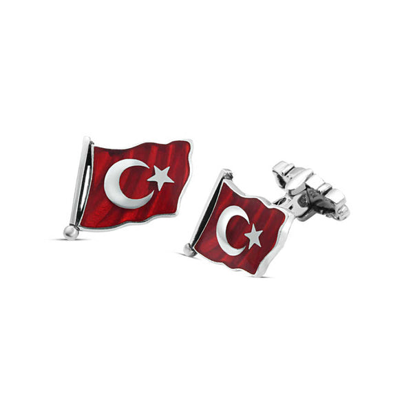 Turkish Flag Enameled Cufflink