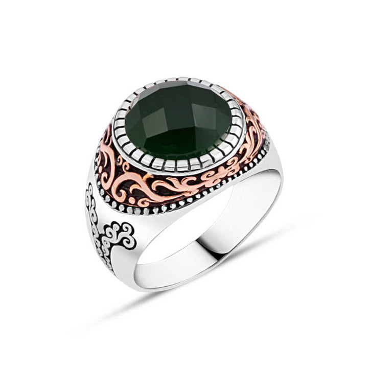 Green Zircon Stone Men's Ring